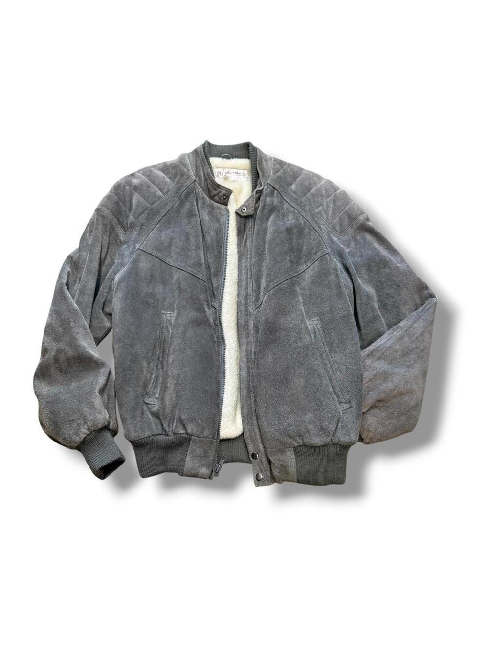 Grey Suede Chess King Leather Flully Lined Jacket